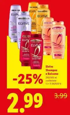 Lidl Elvive Shampoo o Balsamo offerta