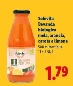 Lidl Solevita Bevanda biologica mela, arancia, carota e limone offerta