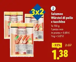 Lidl Salumeo Würstel di pollo e tacchino offerta