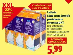Lidl Latteria Latte senza lattosio parzialmente scremato UHT offerta