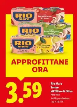 Lidl Rio Mare Tonno all’Olivo di Oliva offerta