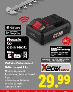 Lidl PARKSIDE PERFORMANCE Batteria smart 4 Ah offerta