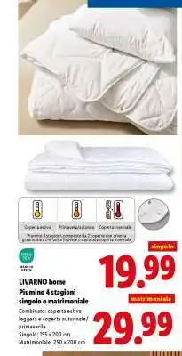 Lidl LIVARNO home Piumino 4 stagioni singolo o matrimoniale offerta