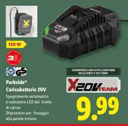 Lidl Parkside Caricabatterie 20V offerta