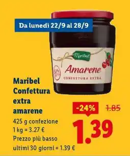 Lidl Maribel Confettura extra Amarene offerta