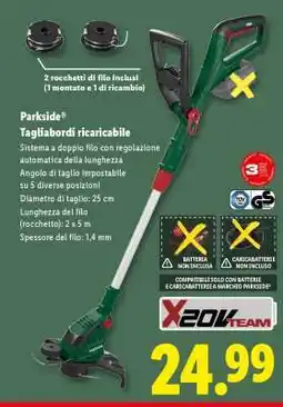 Lidl PARKSIDE Tagliabordi ricaricabile offerta