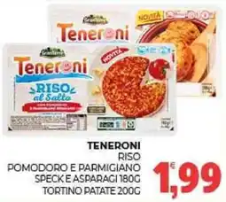 Eté Teneroni riso pomodoro e parmigiano speck e asparagi-tortino patate offerta