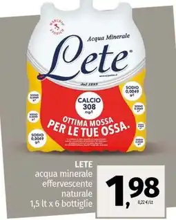 Pam LETE acqua minerale effervescente naturale offerta