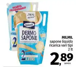 Pam MILMIL sapone liquido ricarica vari tipi offerta