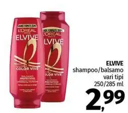 Pam ELVIVE shampoo/balsamo vari tipi offerta