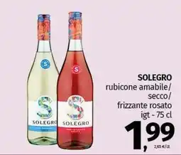Pam SOLEGRO rubicone amabile/ secco/ frizzante rosato igt offerta