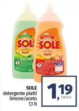 Pam SOLE detergente piatti limone/aceto offerta