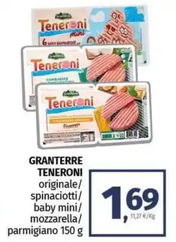 Pam GRANTERRE TENERONI originale/ spinaciotti/ baby mini/ mozzarella/ parmigiano offerta