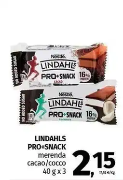 Pam LINDAHLS PRO+SNACK merenda cacao/cocco offerta