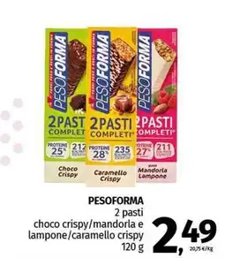 Pam PESOFORMA 2 pasti choco crispy/mandorla e lampone/caramello crispy offerta