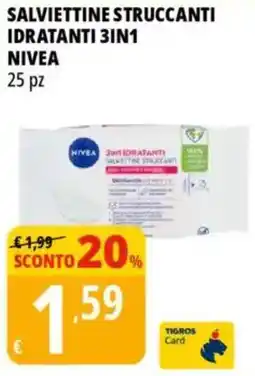 Tigros Salviettine struccanti idratanti 3in1 NIVEA offerta