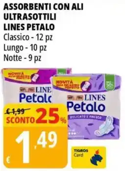 Tigros Assorbenti con ali ultrasottili LINES PETALO offerta