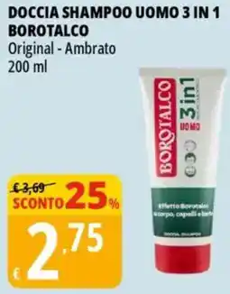 Tigros Doccia shampoo uomo 3 in 1 borotalco offerta