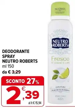 Iperal Deodorante spray NEUTRO ROBERTS offerta