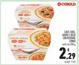 Conad COUS COUS, FARRO E ORZO CON VERDURE CONAD offerta