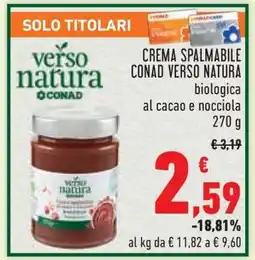 Conad Crema Spalmabile Conad Verso Natura offerta