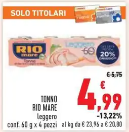 Conad Tonno Rio Mare leggero offerta