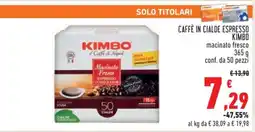 Conad CAFFÈ IN CIALDE ESPRESSO KIMBO offerta