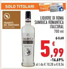 Conad Liquore di Roma Sambuca Romantica Italcoral offerta