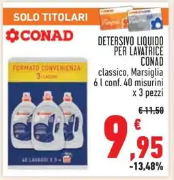 Conad DETERSIVO LIQUIDO PER LAVATRICE CONAD offerta