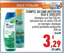 Conad SHAMPOO, BALSAMO ANTIFORFORA HEAD & SHOULDERS offerta