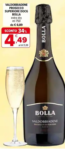 Iperal Valdobbiadene prosecco superiore docg BOLLA offerta