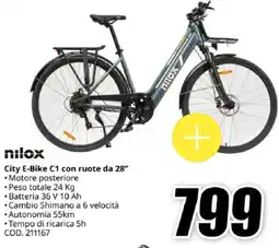 MediaWorld nilox City E-Bike C1 con ruote da 28" offerta