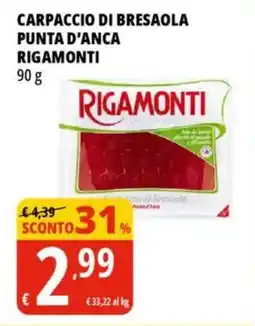 Tigros Carpaccio di bresaola punta d'anca RIGAMONTI offerta