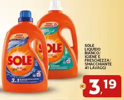 Extra Supermercati Sole liquido bianco/ igiene e freschezza/ smacchiante 41 lavaggi offerta