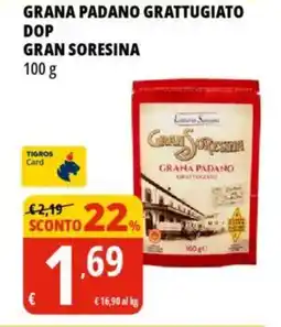 Tigros Grana padano grattugiato dop gran soresina offerta