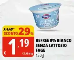 Tigros Befree 0% bianco senza lattosio FAGE offerta