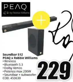 MediaWorld Soundbar 512 PEAQ x Robbie Williams offerta