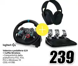 MediaWorld logitech G Volante e pedaliera G29 + Cuffie Wireless offerta
