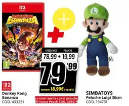 MediaWorld Donkey Kong Bananza+ SIMBATOYS Peluche Luigi 30cm offerta