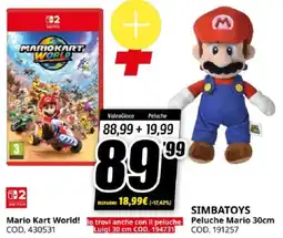 MediaWorld Mario Kart World!+ SIMBATOYS Peluche Mario 30cm offerta