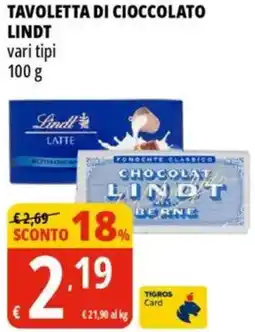 Tigros Tavoletta di cioccolato LINDT offerta
