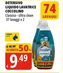 Tigros Detersivo liquido lavatrice COCCOLINO offerta