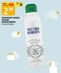 Tigros Deodorante essenze italiane NEUTRO ROBERTS offerta