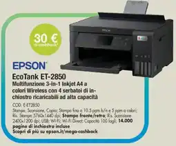 Wellcome EPSON EcoTank ET-2850 offerta