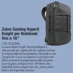 Wellcome hp Zaino Gaming HyperX Knight per Notebook fino a 16" offerta