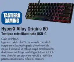 Wellcome hp HyperX Alloy Origins 60 Tastiera retroilluminata USB-C offerta