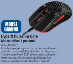 Wellcome hp HyperX Pulsefire Core Mouse ottico 7 pulsanti offerta