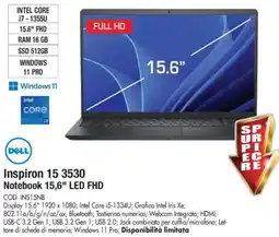 Wellcome DELL Inspiron 15 3530 Notebook 15,6" LED FHD offerta