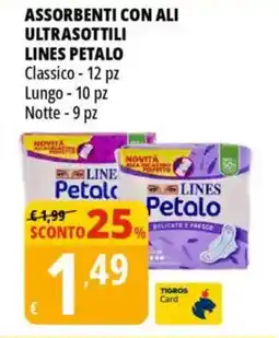 Tigros Assorbenti con ali ultrasottili LINES PETALO offerta