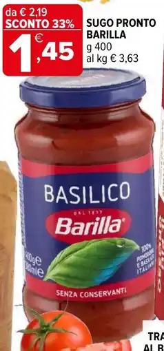 Iperal Sugo pronto barilla offerta